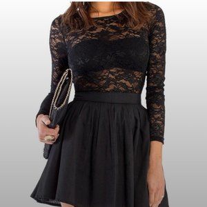 Tobi Black Lace Top Skater Dress - Size Medium - Brand New, Never Worn